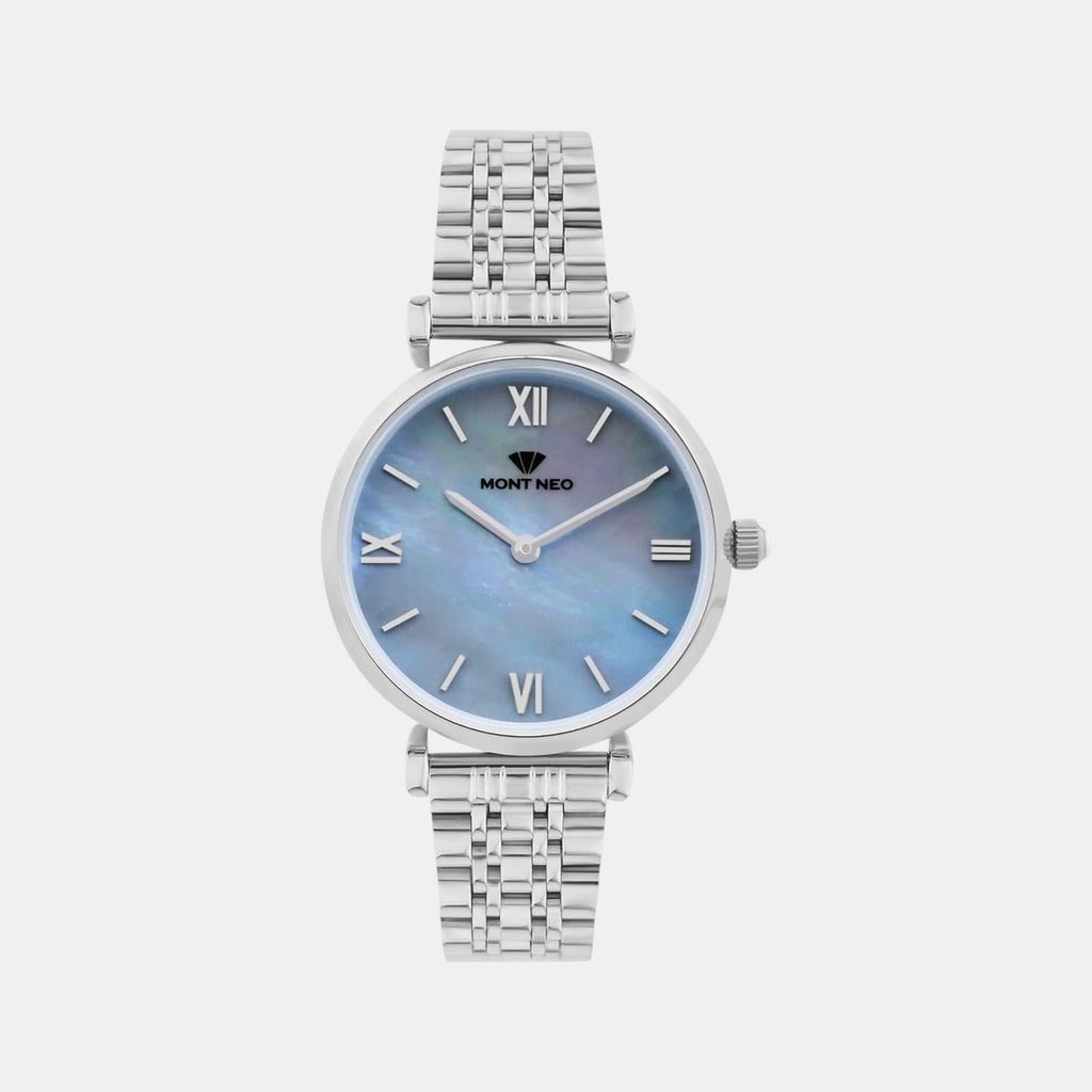Women Quartz Light Blue Dial Analog Stainless Steel Watch 4517B-M1120