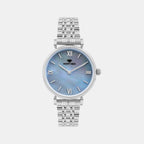 Women Quartz Light Blue Dial Analog Stainless Steel Watch 4517B-M1120