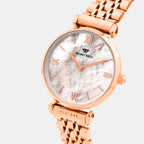 Women Quartz Rose Dial Analog Stainless Steel Watch 4517B-M3307