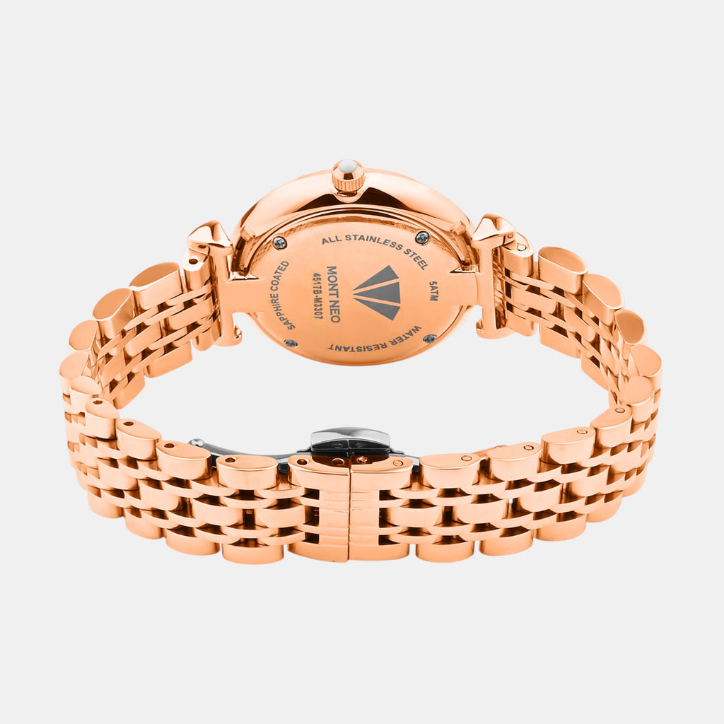 Women Quartz Rose Dial Analog Stainless Steel Watch 4517B-M3307