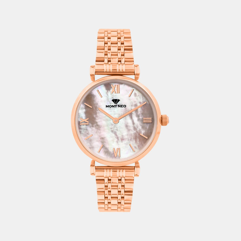 Women Quartz Rose Dial Analog Stainless Steel Watch 4517B-M3307