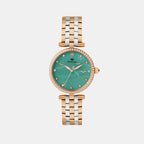 Women Quartz Green Dial Analog Metal Watch 4518T-M1317