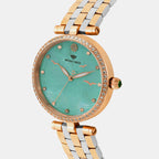 Women Quartz Green Dial Analog Metal Watch 4518T-M1317