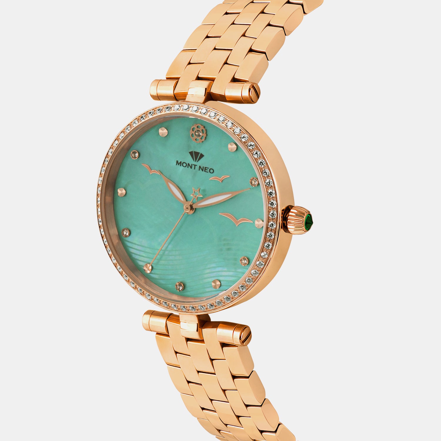 Men Quartz Green Dial Analog Metal Watch 4518T-M3317
