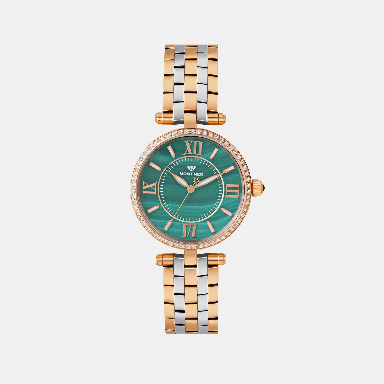 Women Quartz Green Dial Analog Metal Watch 4519T-M1314