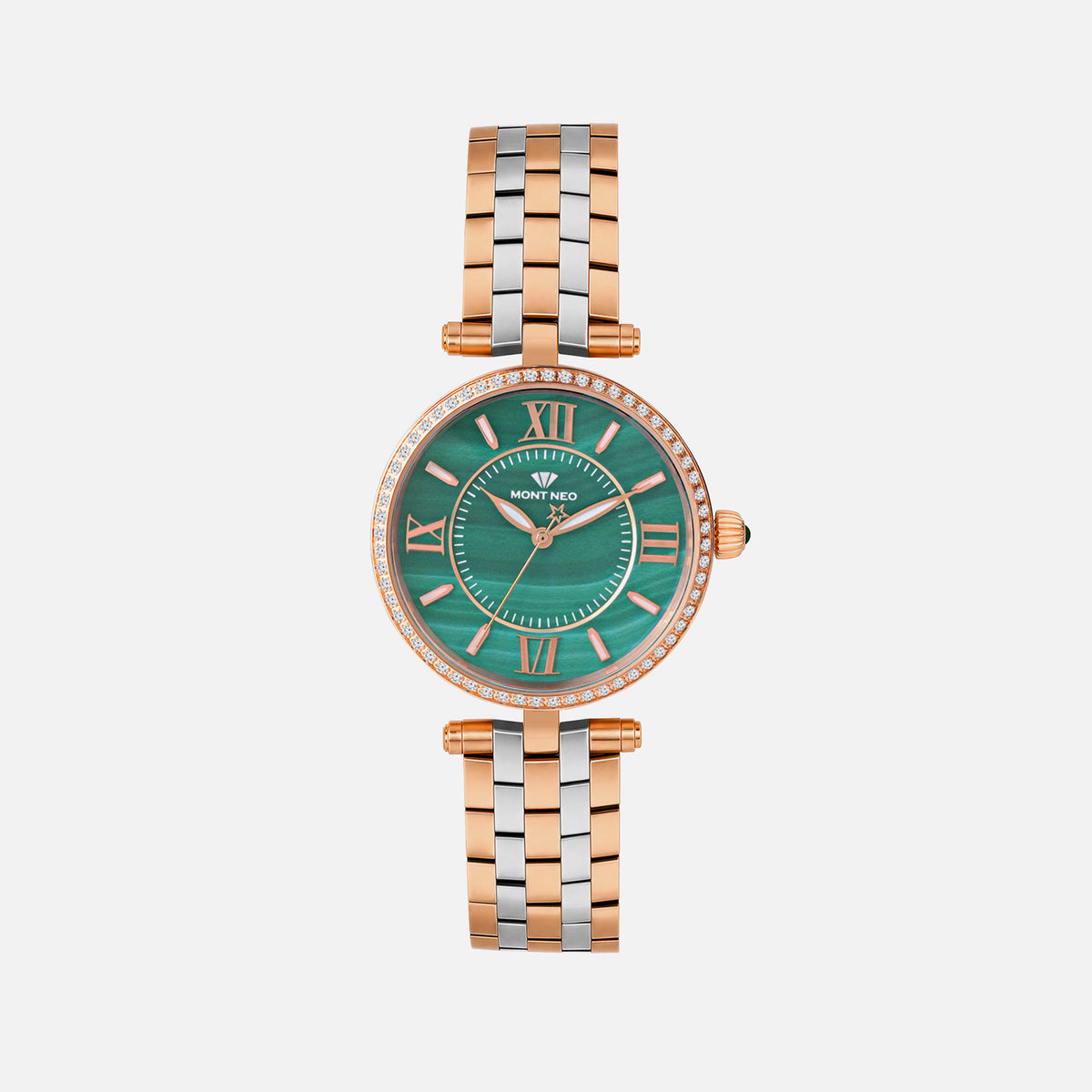 Women Quartz Green Dial Analog Metal Watch 4519T-M1314