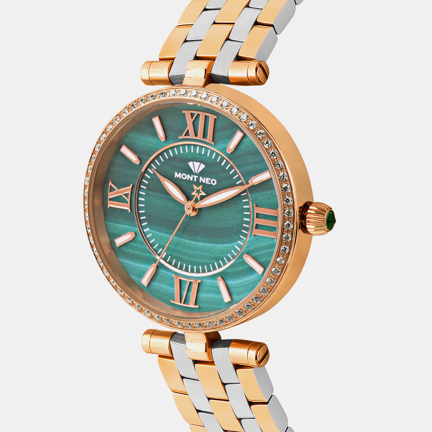 Women Quartz Green Dial Analog Metal Watch 4519T-M1314