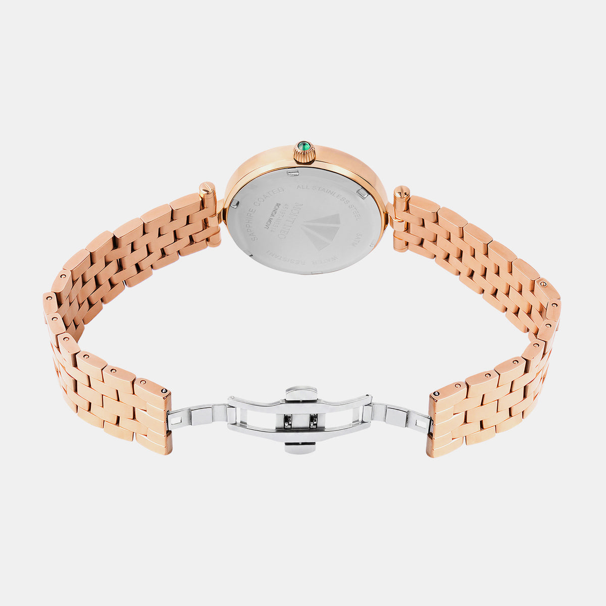 Women Quartz Green Dial Rose Gold Strap Analog Watch 4519T-M3314