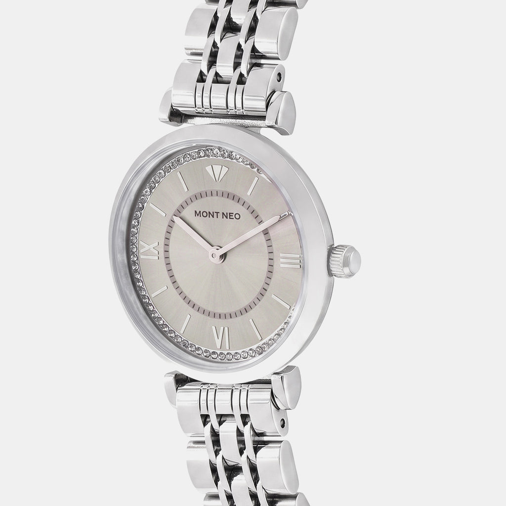 Regular Women Quartz Silver Dial Analog Stainless Steel Watch 4520B-M1103