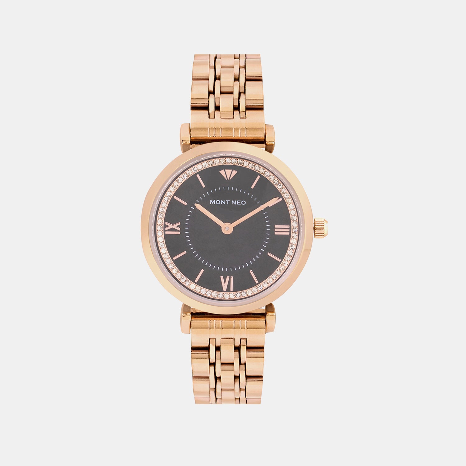 Women Quartz Black Dial Analog Metal Watch 4520M-M3304