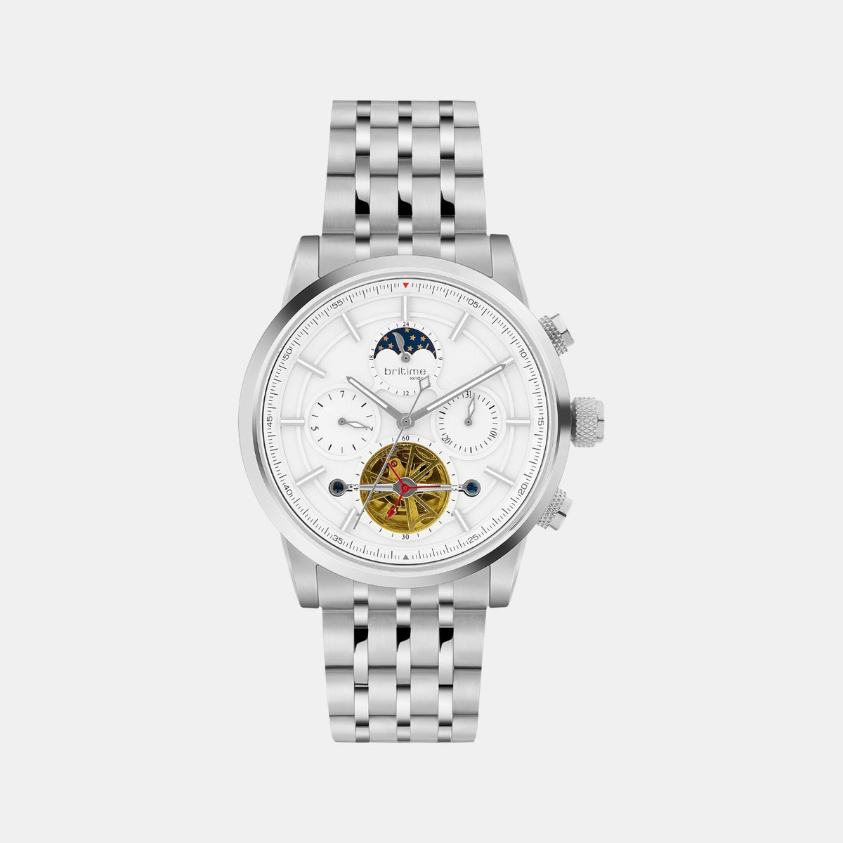Spencer Men Automatic White Dial Multi-Function Metal Watch 454-M10301