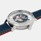 Men Automatic Silver Dial Analog Leather Watch 456D126
