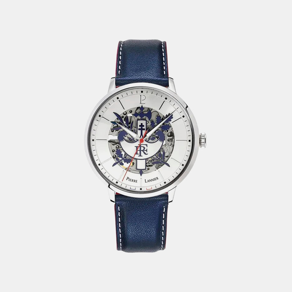 Men Automatic Silver Dial Analog Leather Watch 456D126