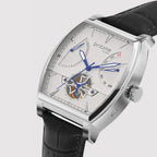 Emerion Men Automatic White Dial Multi-Function Leather Watch 465-L10306