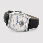 Emerion Men Automatic White Dial Multi-Function Leather Watch 465-L10306