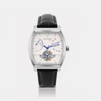 Emerion Men Automatic White Dial Multi-Function Leather Watch 465-L10306
