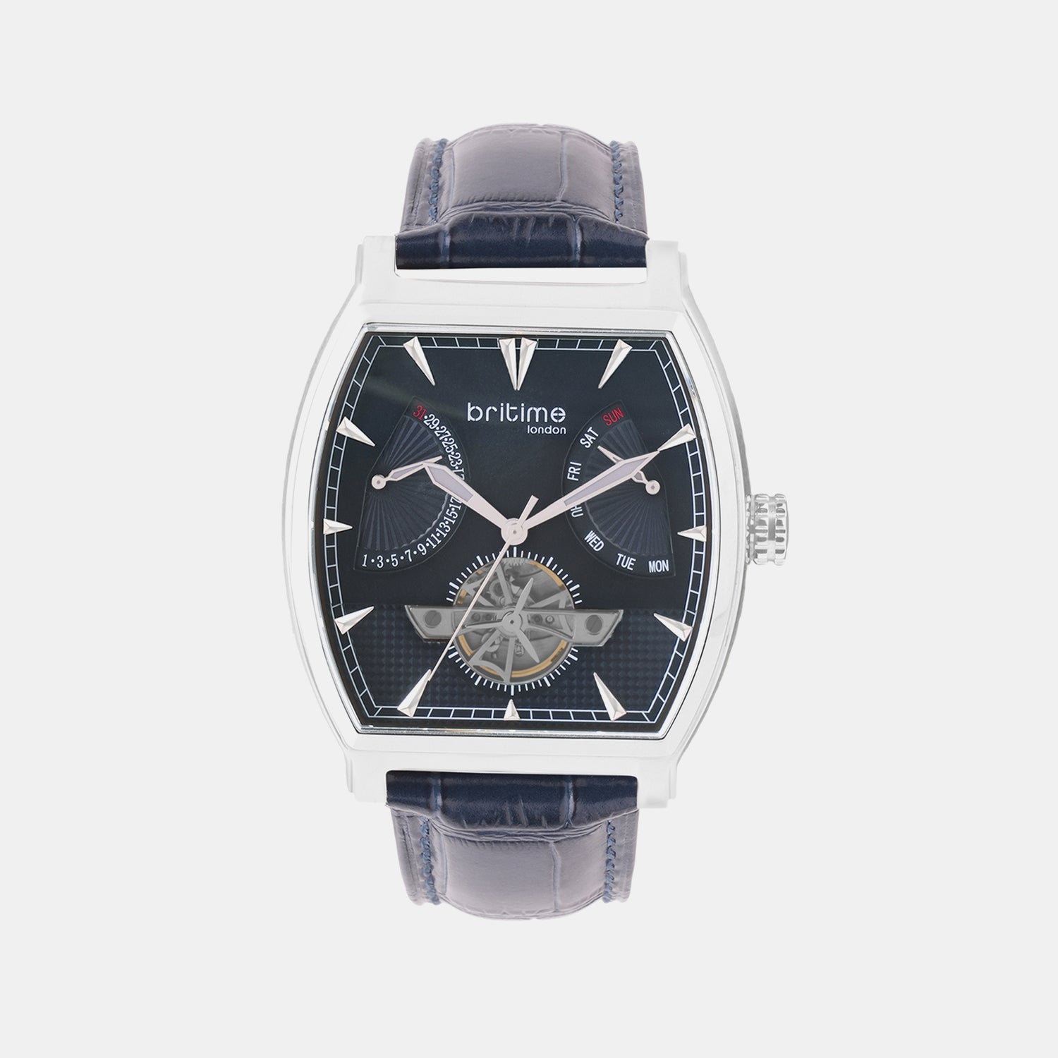 Emerion Men Automatic Blue Dial Analog Leather Watch 465-L10507