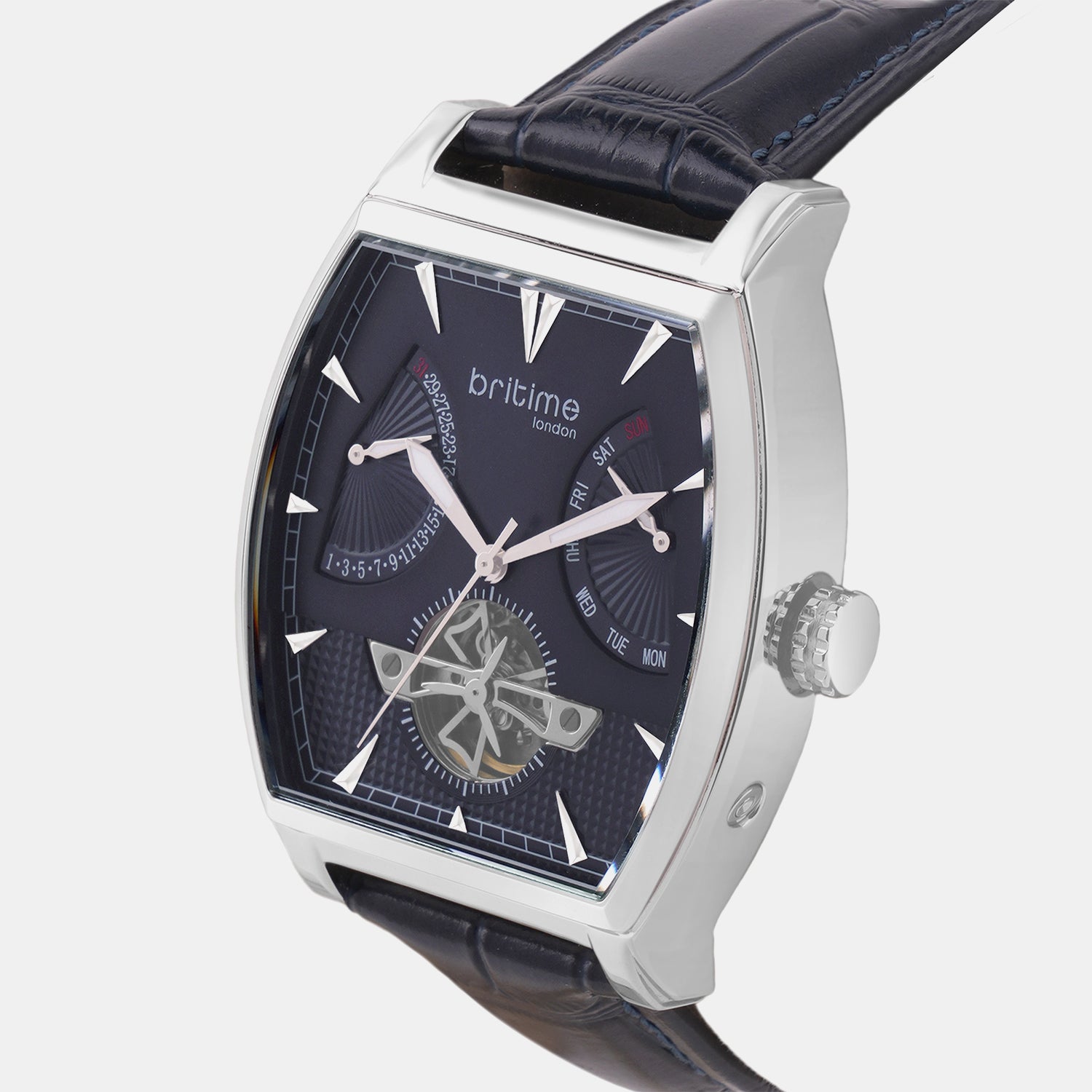 Emerion Men Automatic Blue Dial Analog Leather Watch 465-L10507