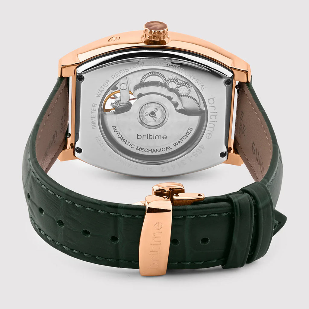 Emerion Men Automatic Green Dial Multi-Function Leather Watch 465-L31412