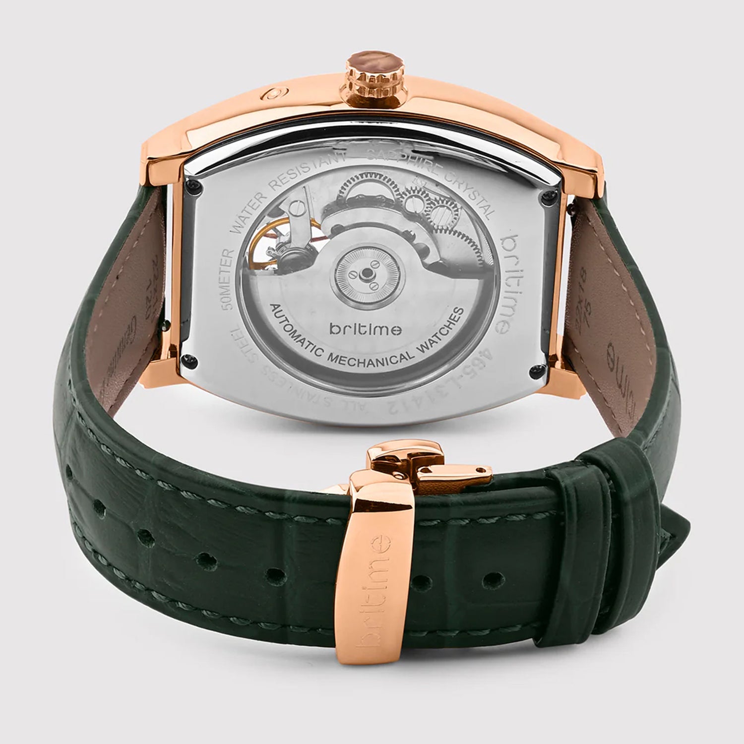 Emerion Men Automatic Green Dial Multi-Function Leather Watch 465-L31412