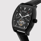 Emerion Men Automatic Black Dial Multi-Function Leather Watch 465-L80406