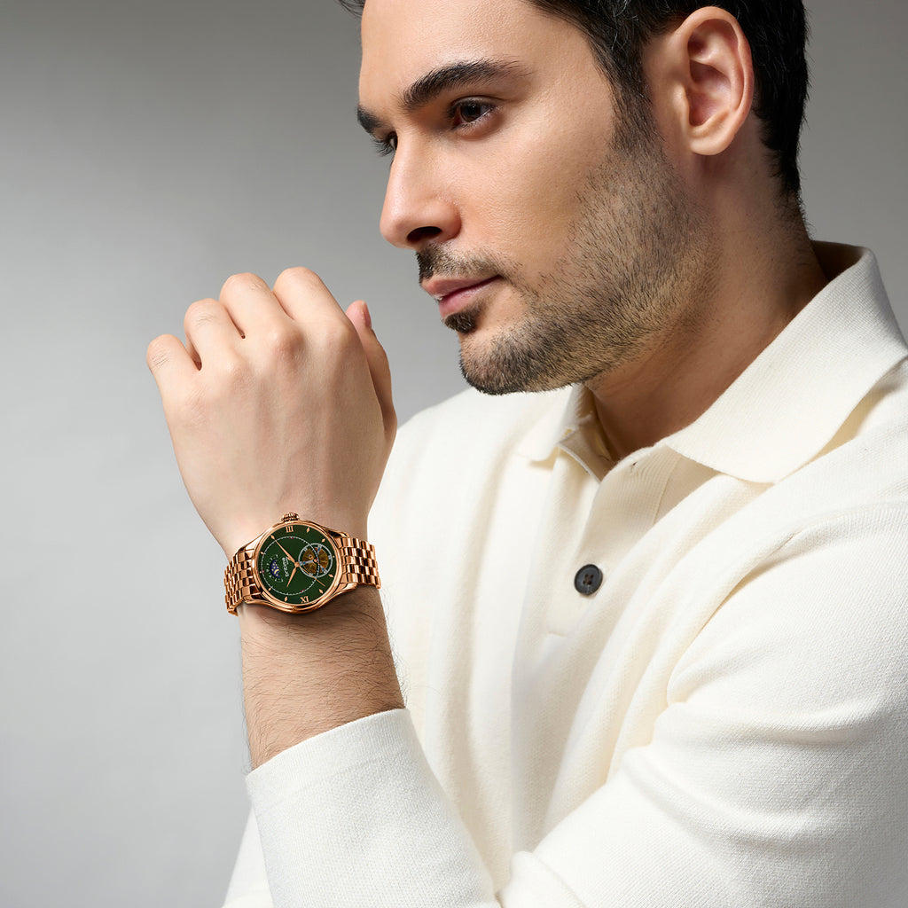 Men Automatic Green Dial Analog Metal Watch 479-M31403