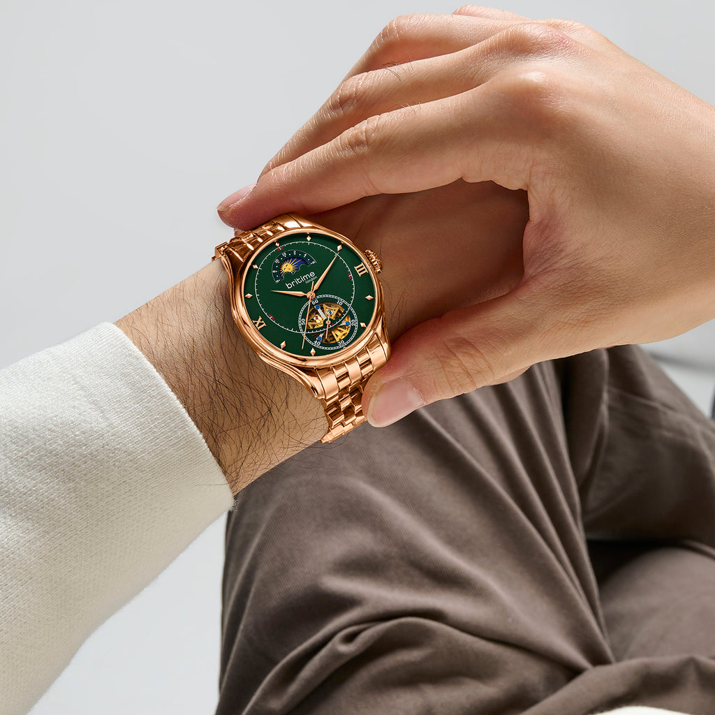 Men Automatic Green Dial Analog Metal Watch 479-M31403