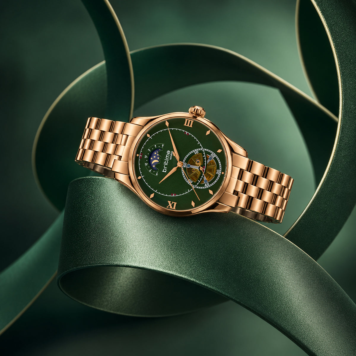 Men Automatic Green Dial Analog Metal Watch 479-M31403