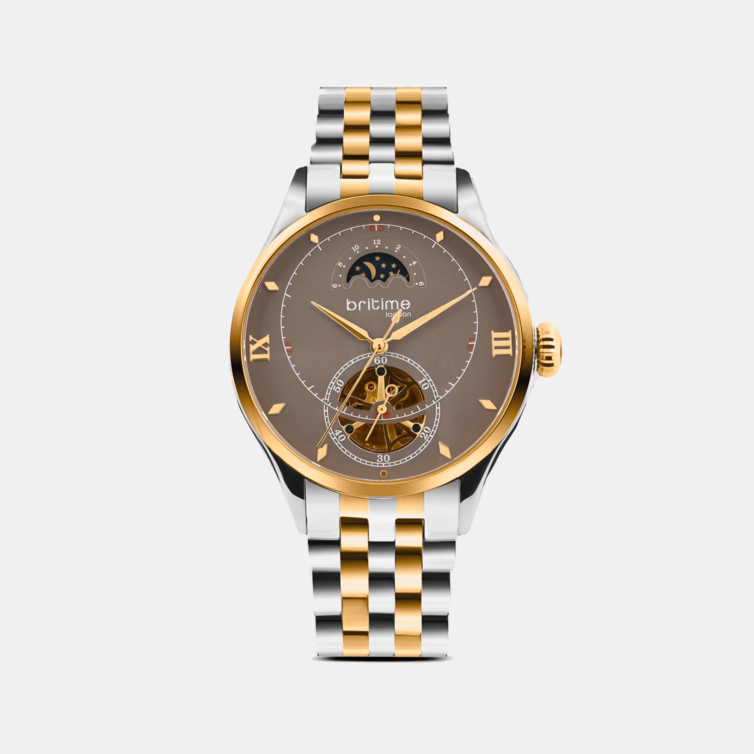 Men Automatic Brown Dial Analog Metal Watch 479-M31505