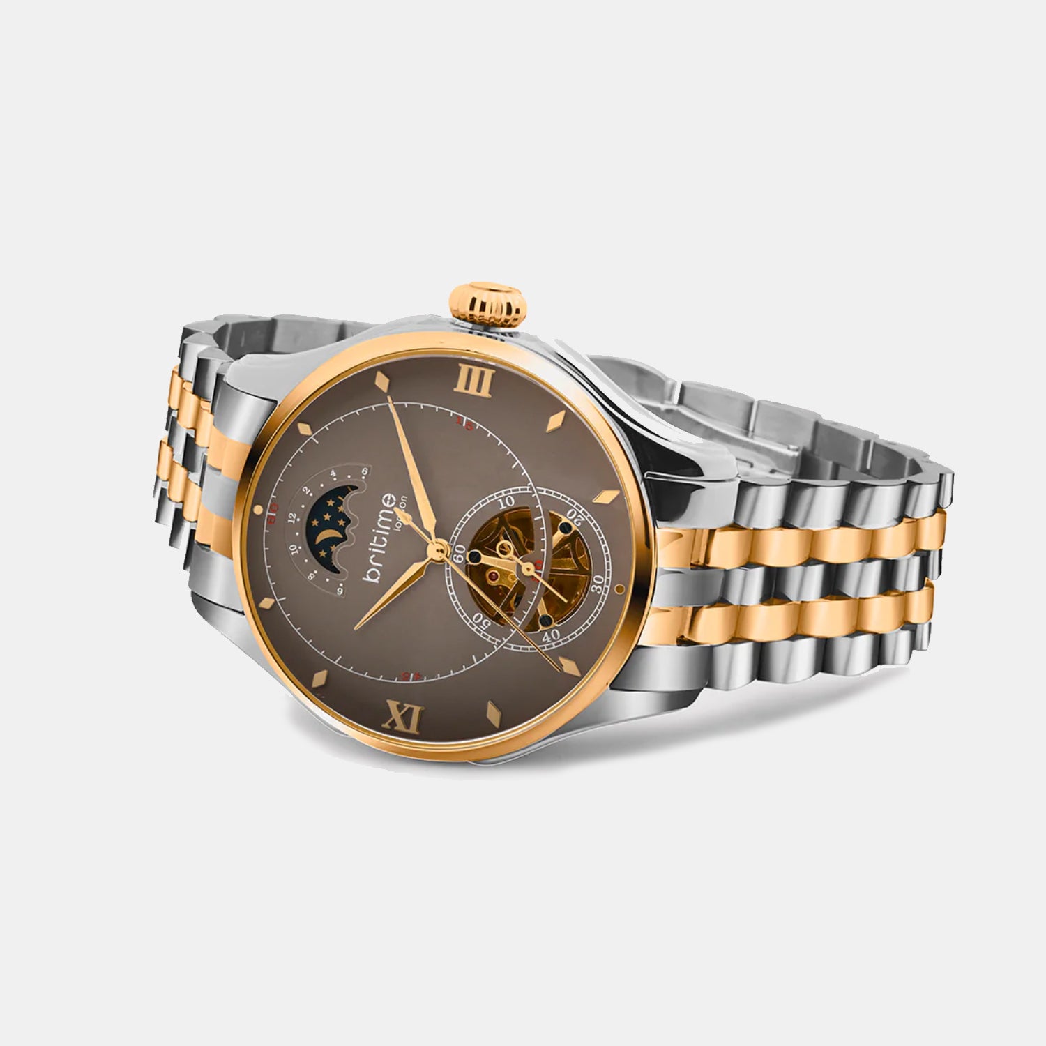 Men Automatic Brown Dial Analog Metal Watch 479-M31505