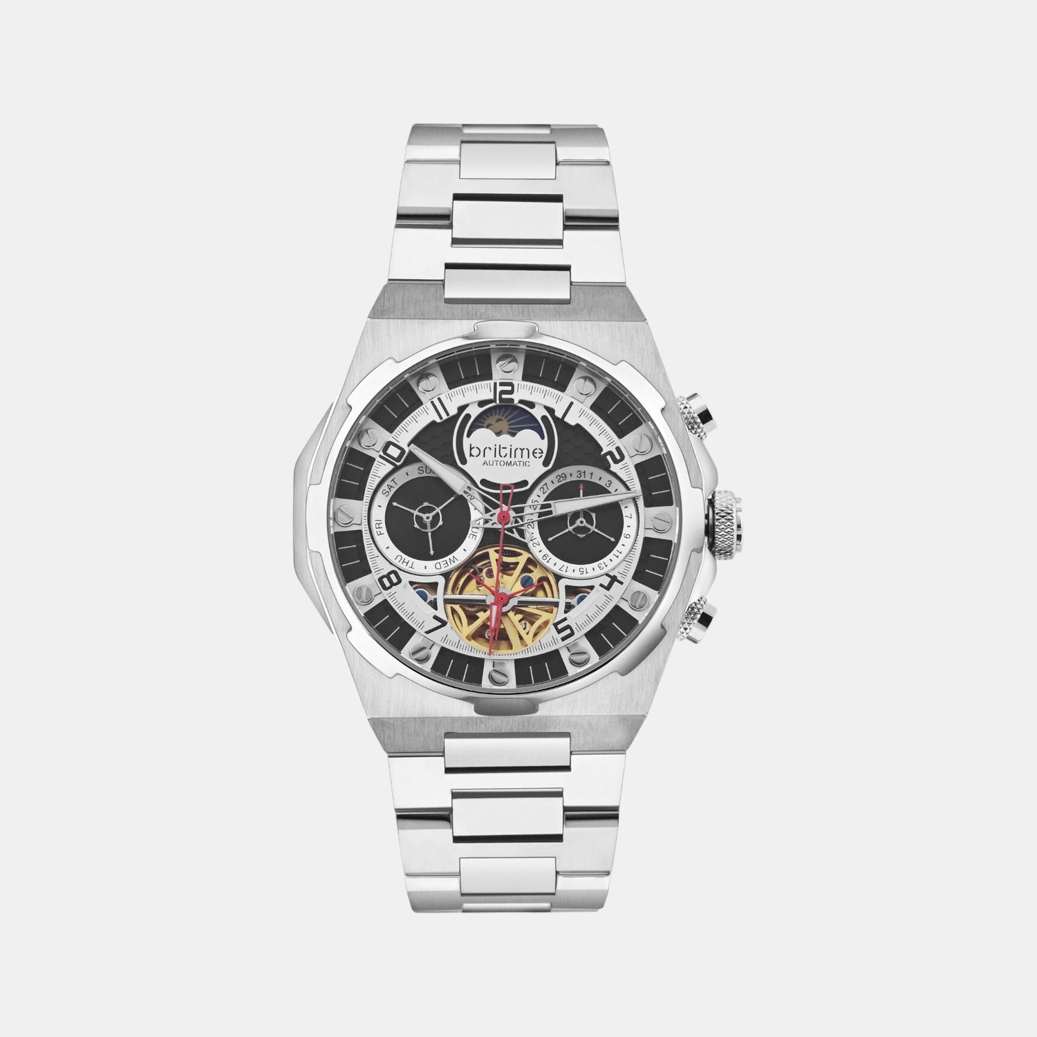 Taurus Men Automatic Black Dial Multi-Function Metal Watch 489-M10401