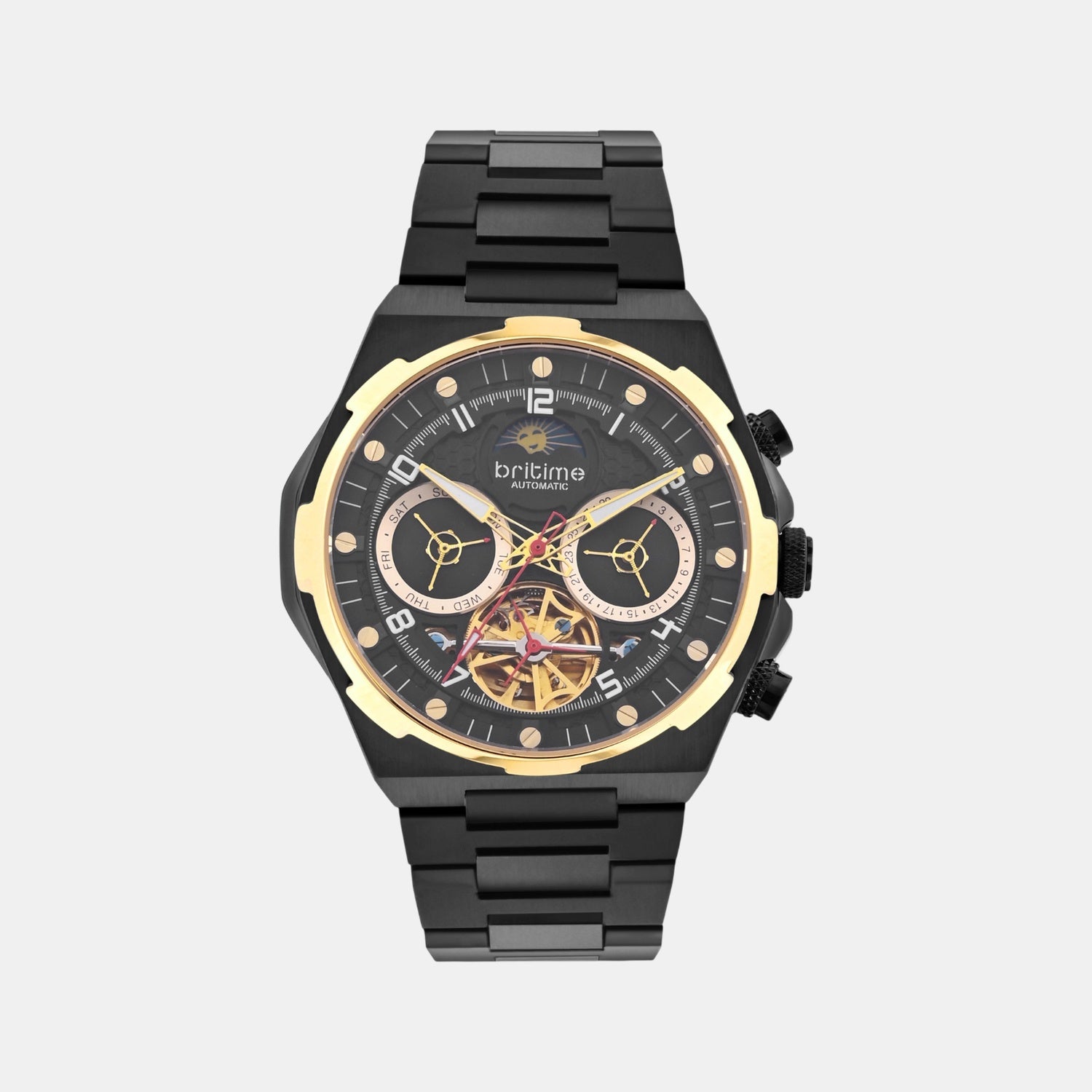Taurus Men Automatic Black Dial Multi-Function Metal Watch 489-M20406