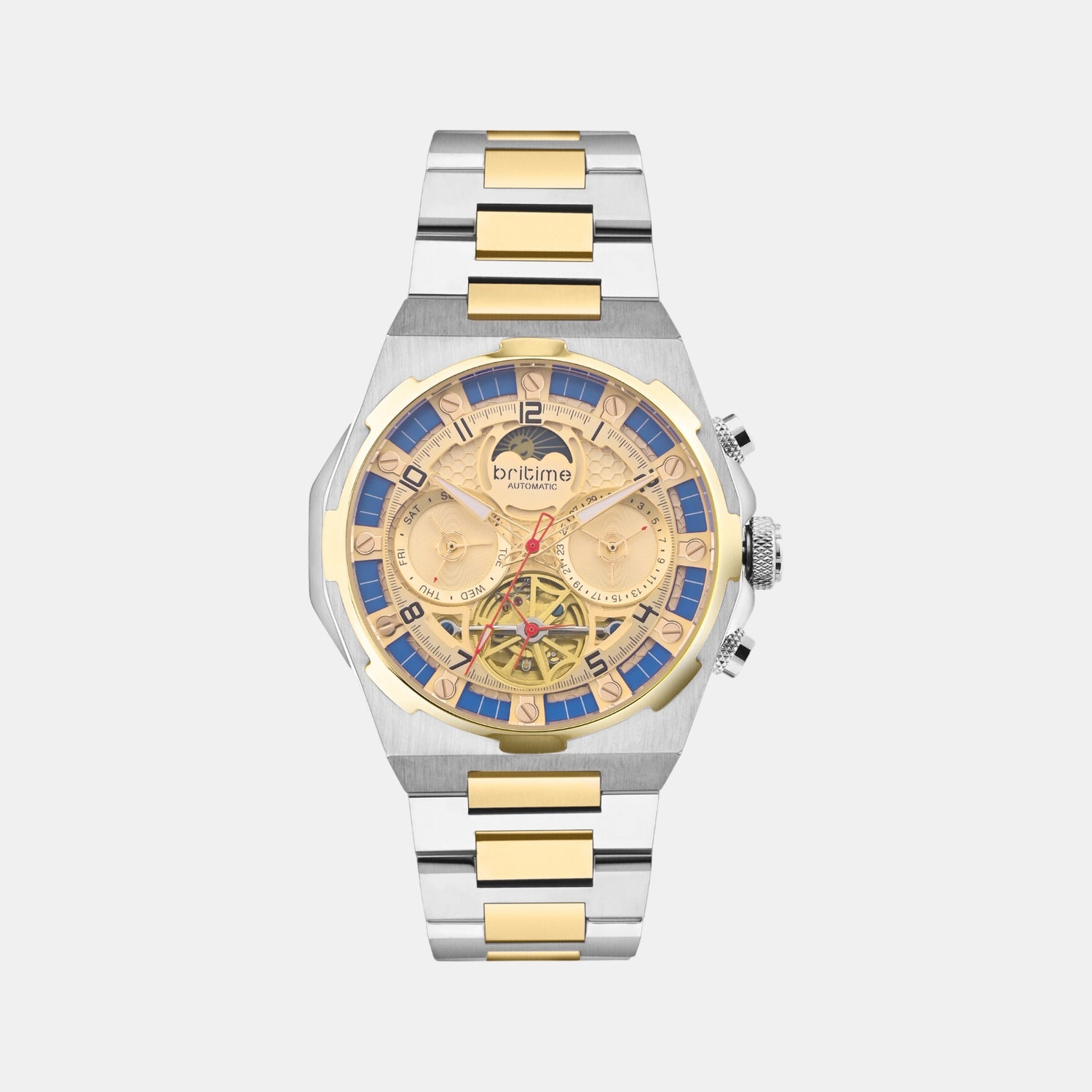 Taurus Men Automatic Champagne Dial Multi-Function Metal Watch 489-M20804