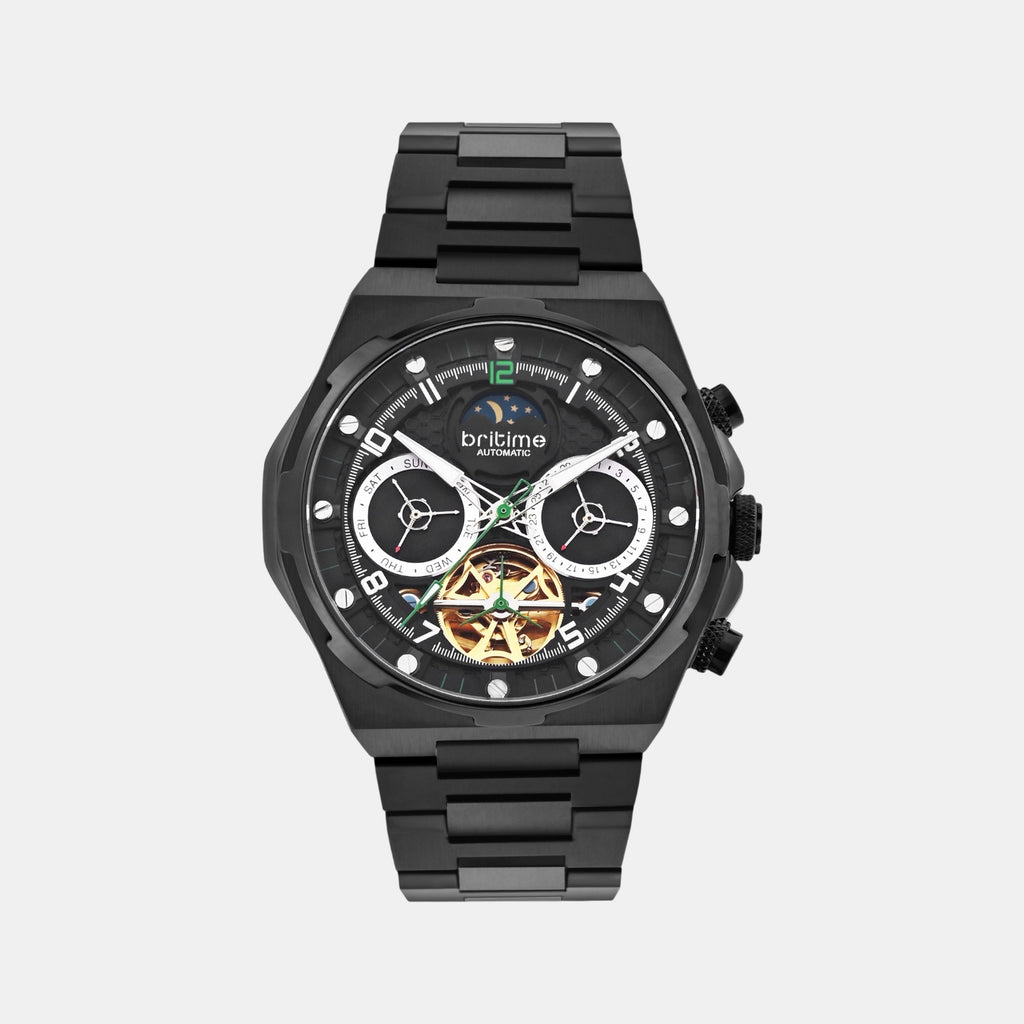 Taurus Men Automatic Black Dial Multi-Function Metal Watch 489-M40406