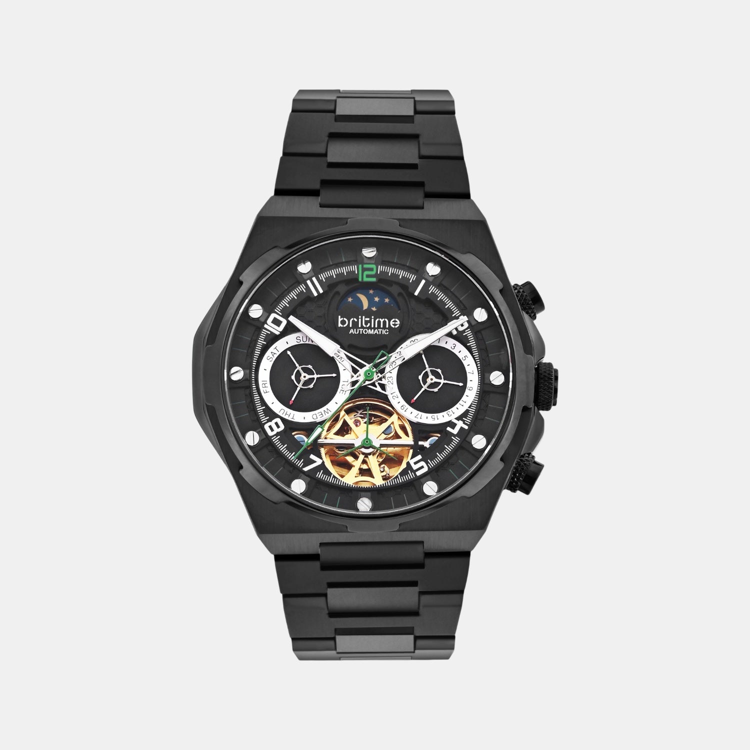 Taurus Men Automatic Black Dial Multi-Function Metal Watch 489-M40406
