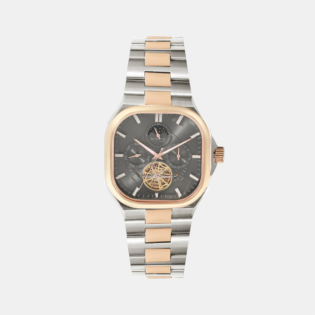 Men Automatic Grey Dial Multi-Function Metal Watch 493-M131505