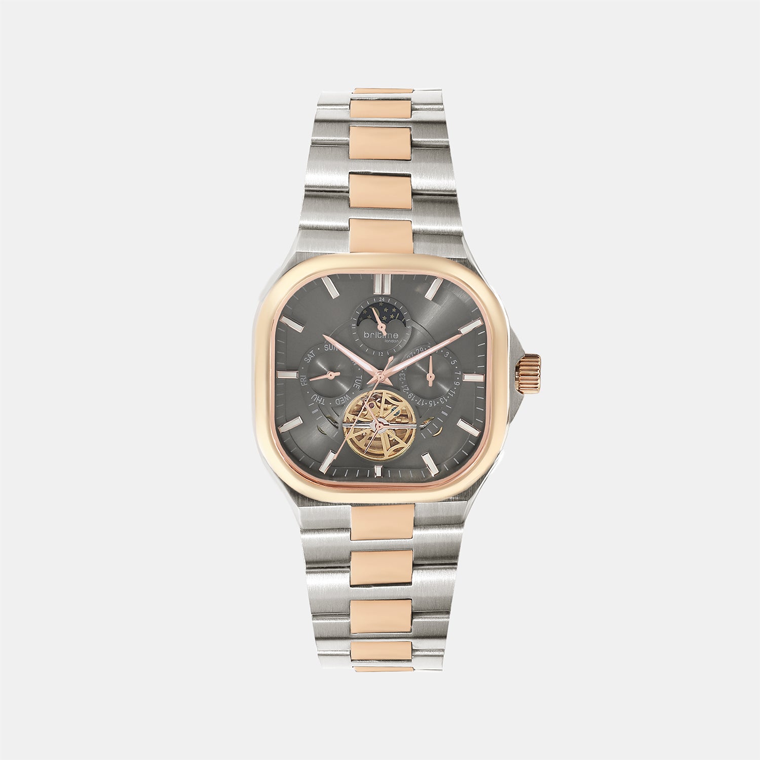 Men Automatic Grey Dial Multi-Function Metal Watch 493-M131505