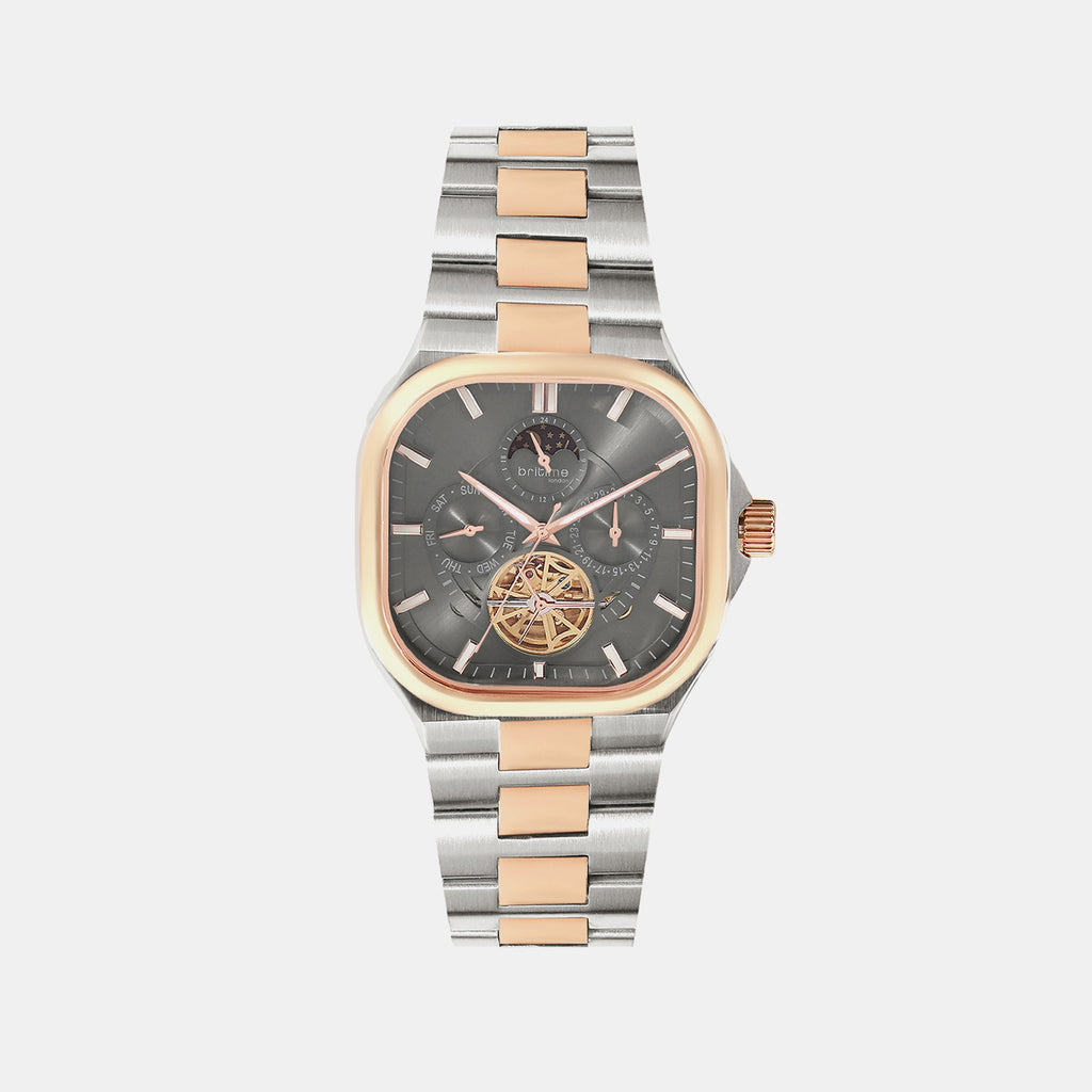 Men Automatic Grey Dial Analog Metal Watch 493-M13505