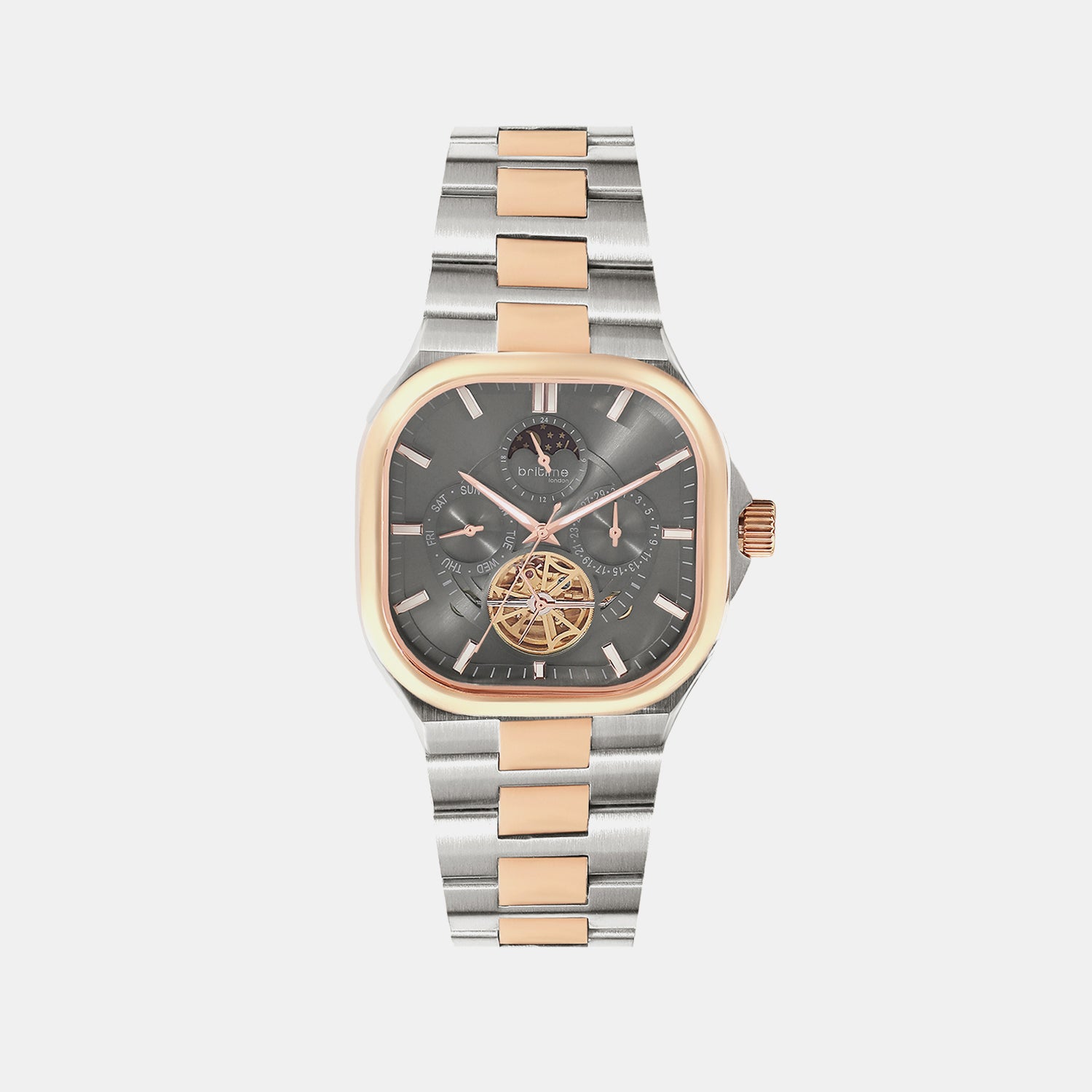 Men Automatic Grey Dial Analog Metal Watch 493-M13505