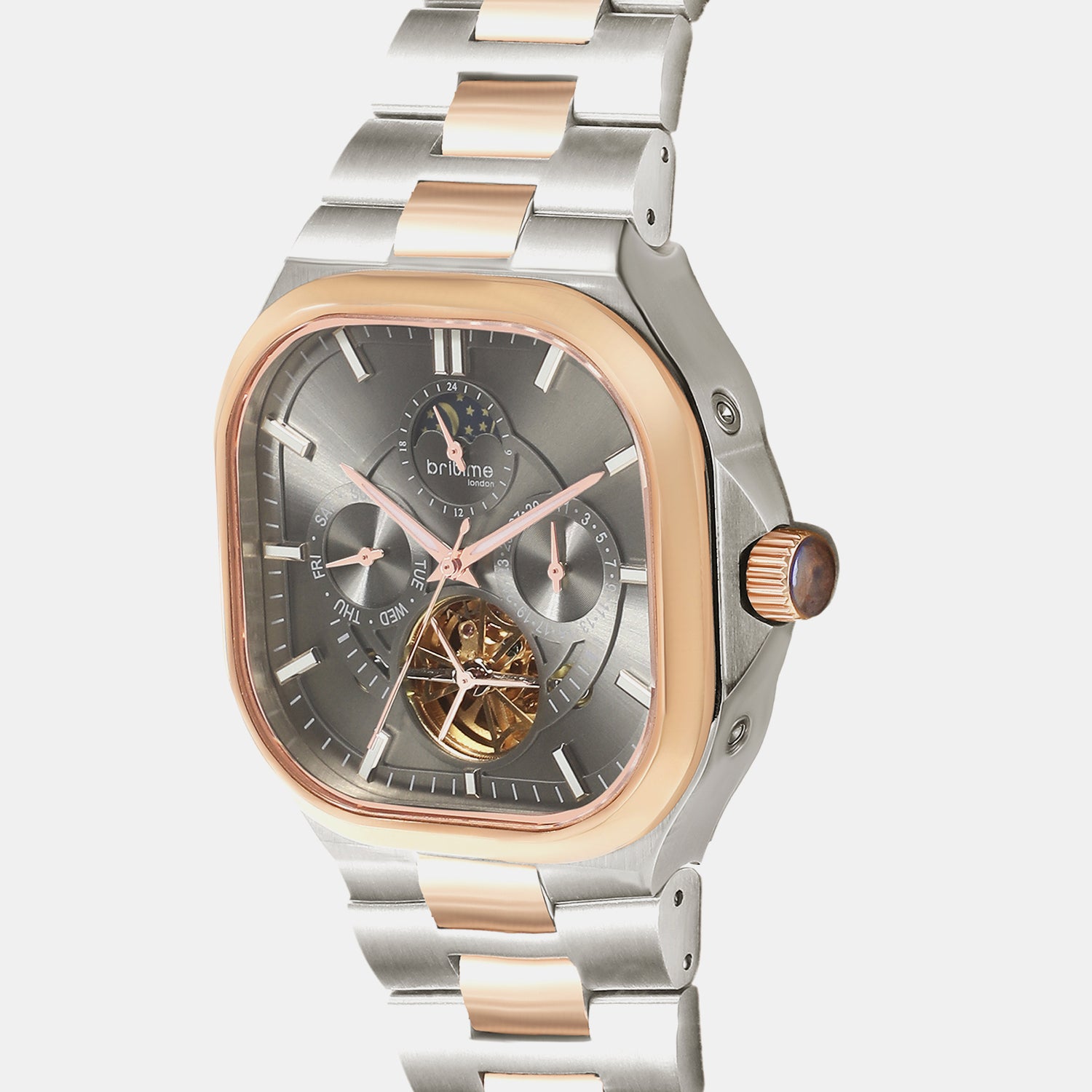 Men Automatic Grey Dial Analog Metal Watch 493-M13505