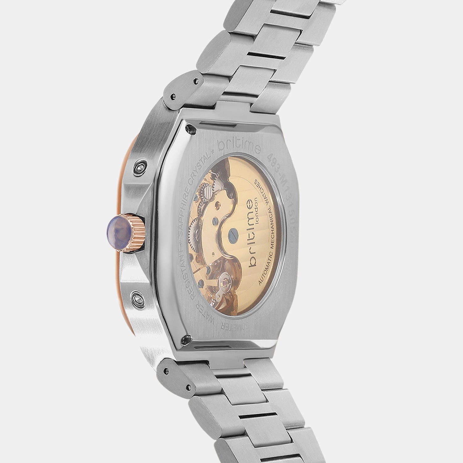 Men Automatic Grey Dial Analog Metal Watch 493-M13505