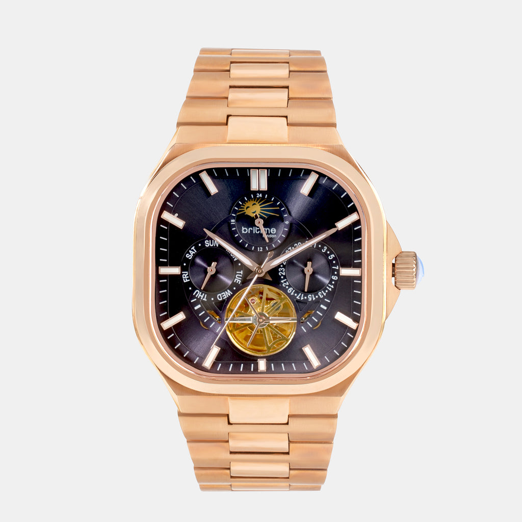 Men Automatic Multi-Function Blue Dial Metal Watch 493-M30503