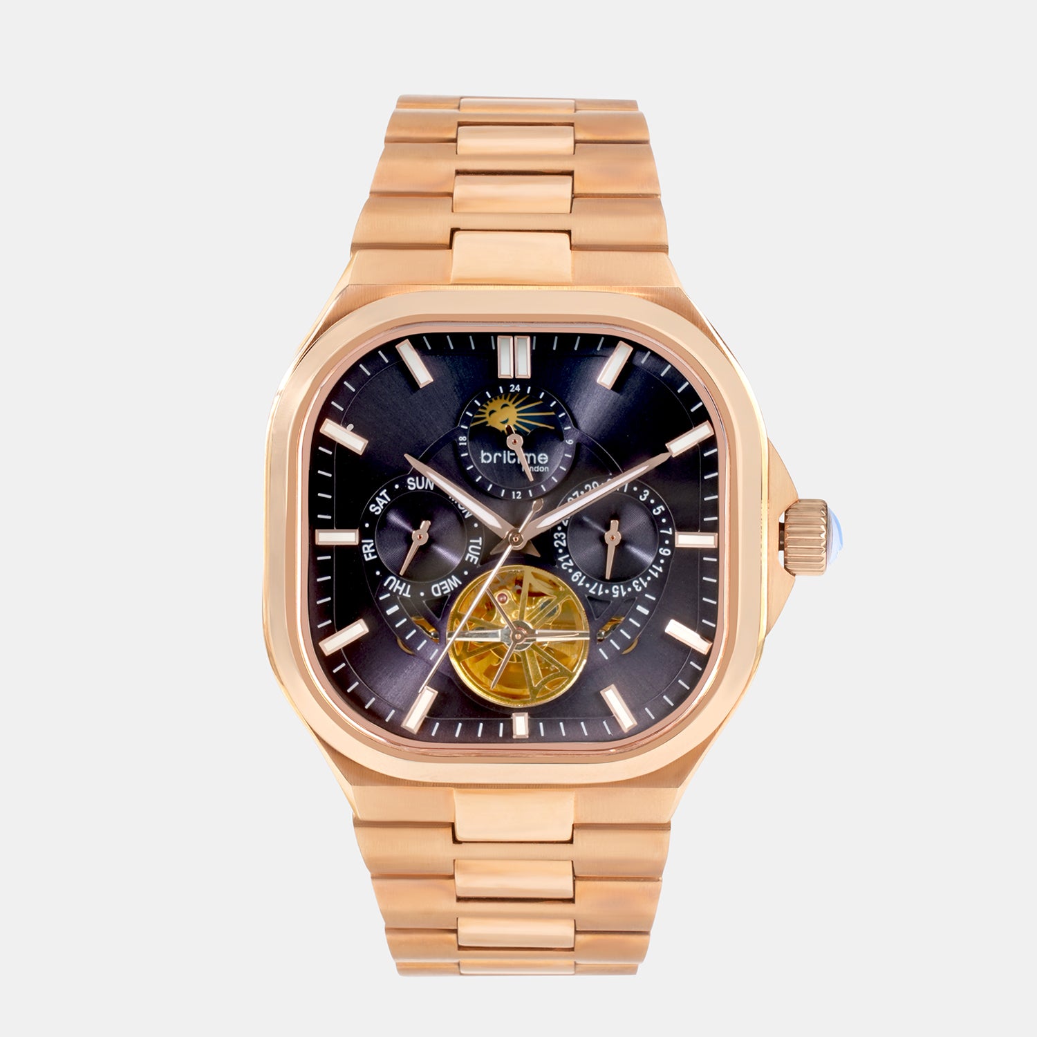 Men Automatic Multi-Function Blue Dial Metal Watch 493-M30503