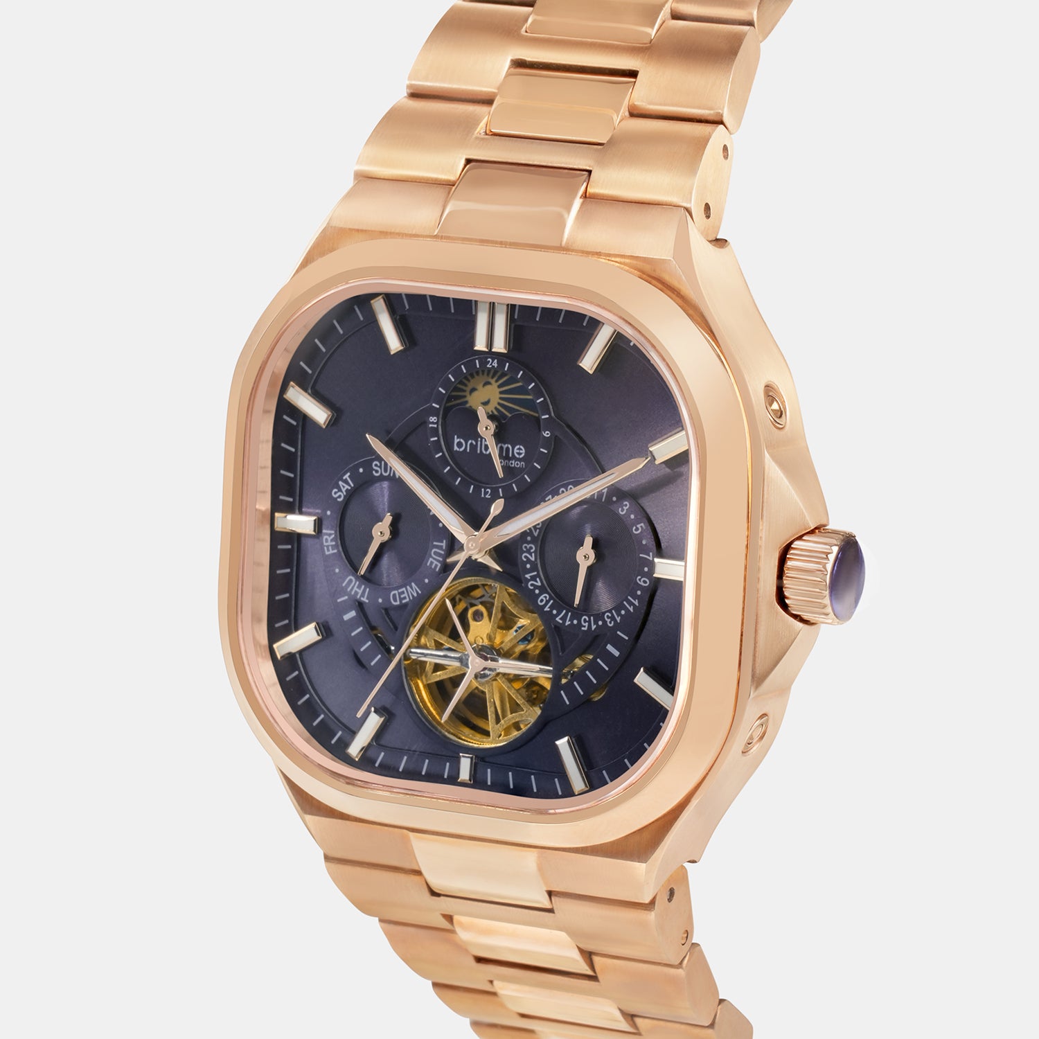 Men Automatic Multi-Function Blue Dial Metal Watch 493-M30503