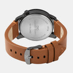 Men Quartz Black Dial Multi-Function Leather Watch 1011R-L0404