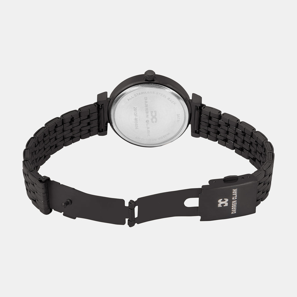 Women Quartz Black Dial Analog Metal Watch 2013F-M0404