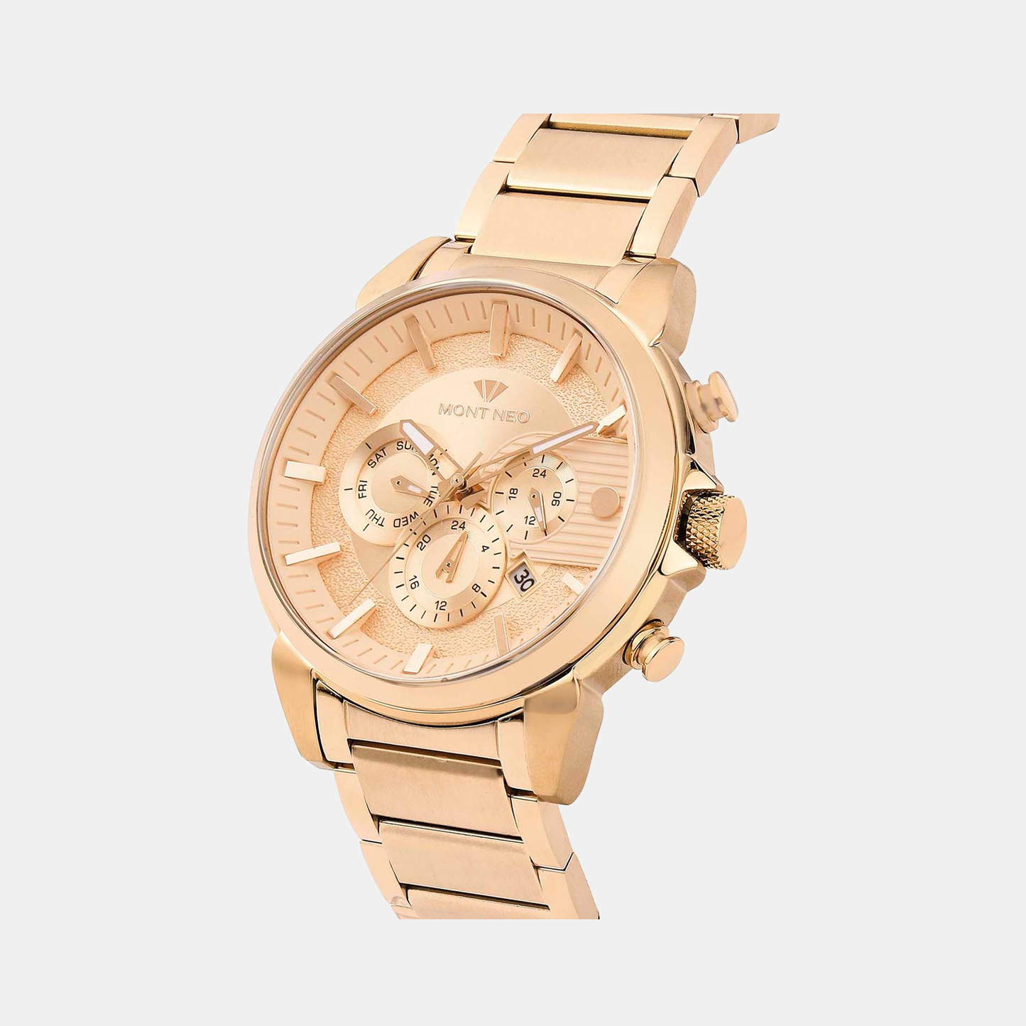 Men Quartz Rose Gold Dial Multi-Function Metal Watch 1058M-M3307