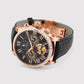 Orbit Men Automatic Rose Gold Dial Multi-Function Leather Watch 574-L30406