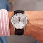 Men Quartz Silver Dial Analog Leather Watch 50354.41.21