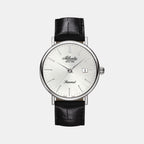 Men Quartz Silver Dial Analog Leather Watch 50354.41.21